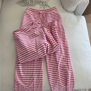 Shop Fancy D pink and white stripe set